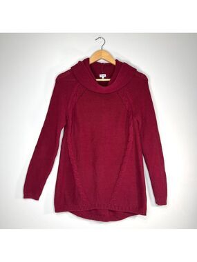 Kismet Knit Sweater Size Small Deep Red Cowl Neck Casual Cottagecore Sweater